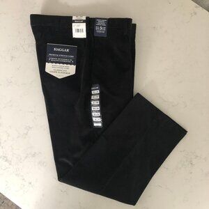 Haggar Premium Stretch Corduroy Classic Fit Straight Leg Pants Black 36x30 NWT